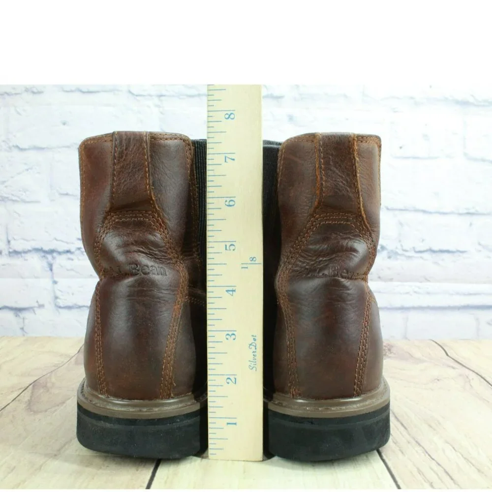 LL Bean Portland Brown Leather Lightweight Vibram Sole Chelsea Boots Size 12 M - Picture 6 of 9